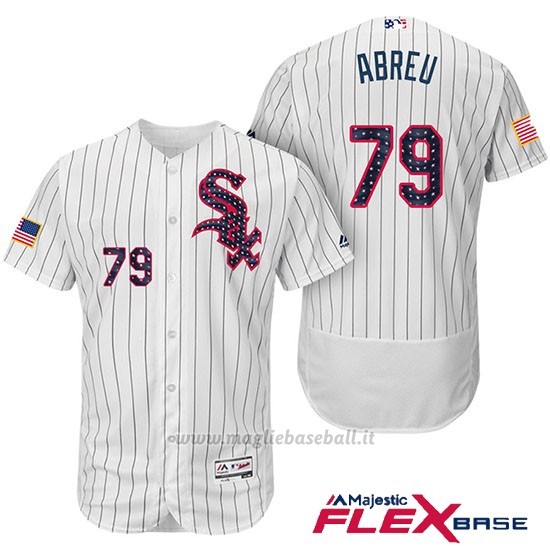 Maglia Baseball Uomo Chicago White Sox 2017 Estrellas Y Rayas 79 Jose Abreu Bianco Flex Base